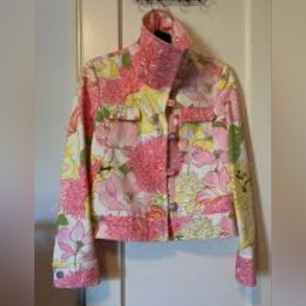 BURBERRY Floral Women's Moto Jacket - Picture 2 of 11